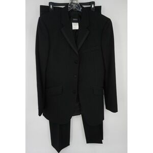 Versus Versace 2-Piece Tuxedo Suit Black Wool Made Italy Men's IT 50 38R 32x32